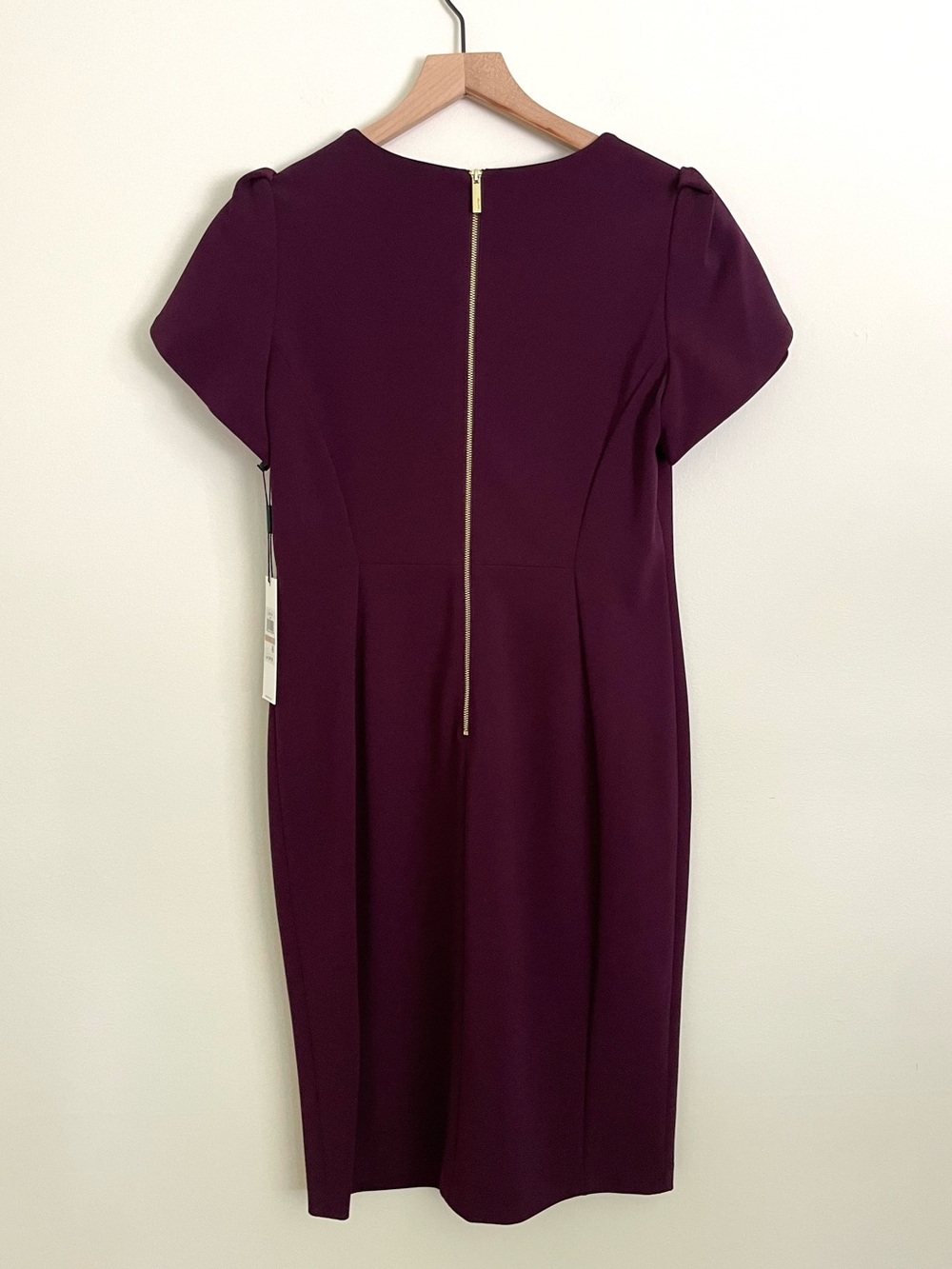 Calvin Klein Plum Tulip-Sleeve Sheath Dress - Picture 4 of 6